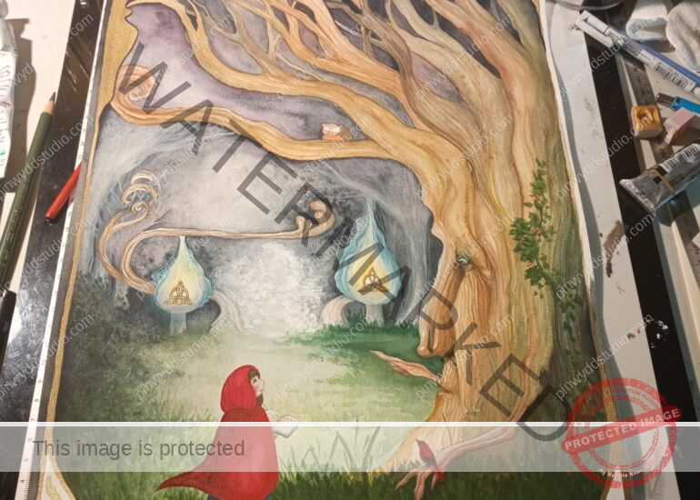 Commissioned Traditional Artwork and Illustration – forest and celtic themed book fair poster