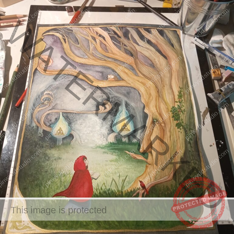 Commissioned Traditional Artwork and Illustration – forest and celtic themed book fair poster