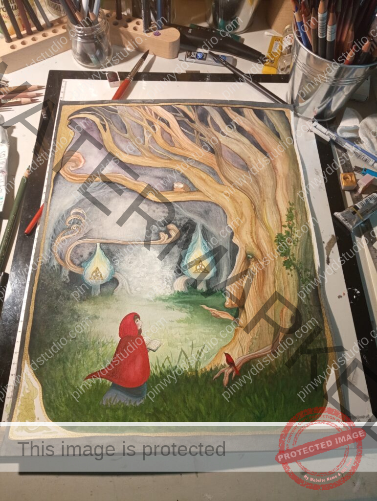 Commissioned Traditional Artwork and Illustration – forest and celtic themed book fair poster